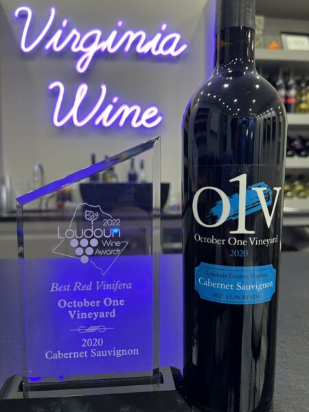 Best Red Vinifera award to October One Vineyard, Bluemont, Virginia, USA