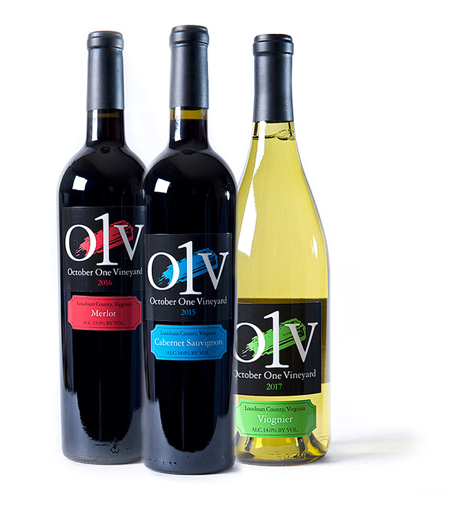 O1V Virginia Wine Club White and Red Wines Bottles